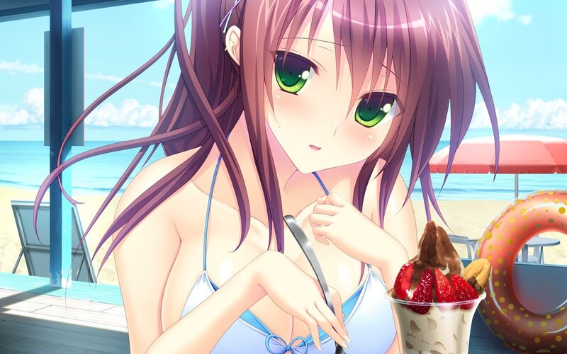 Anime Girl at Beach — Purple, Relaxed