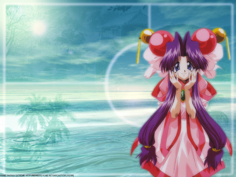 Anime Girl at Beach — Purple, Serene, Afternoon, Ocean