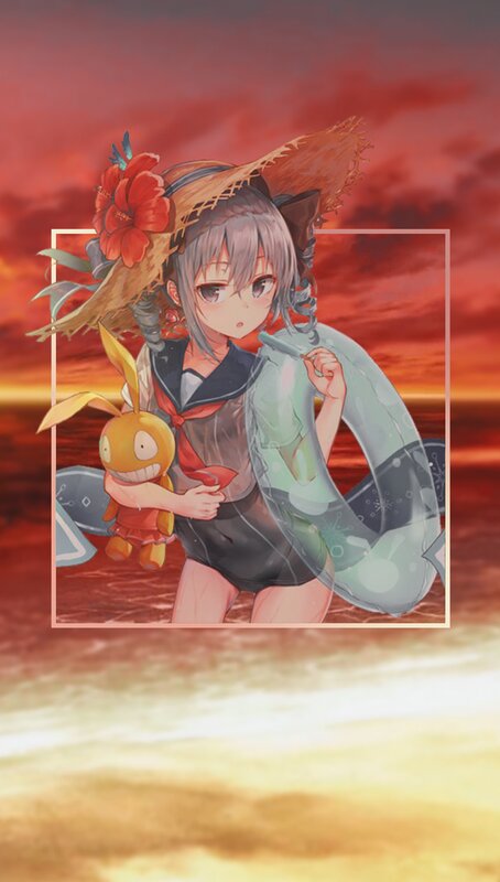 Anime Girl at Beach — Red, Dramatic