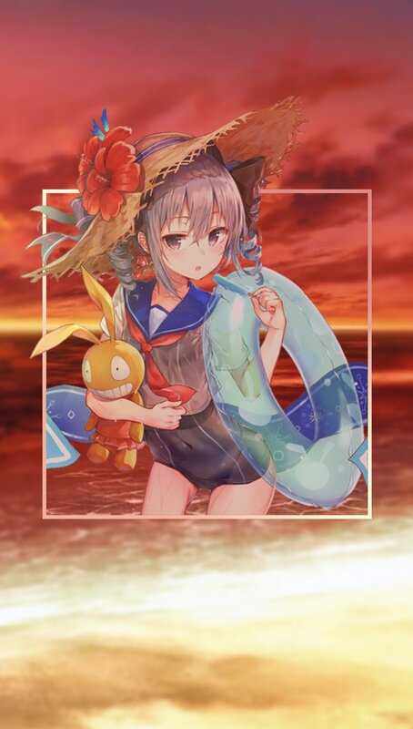 Anime Girl at Beach — Red