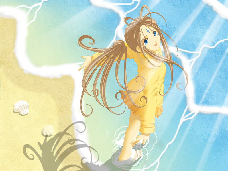 Anime Girl at Beach — Yellow