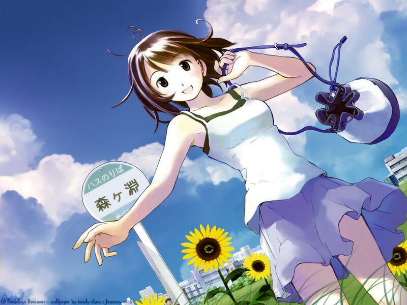 Anime girl at bus stop