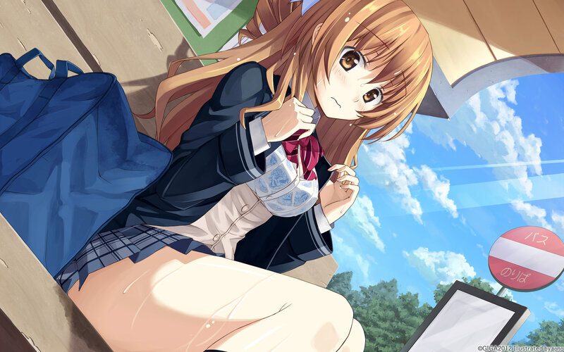 Anime Girl at Bus Stop — Blue