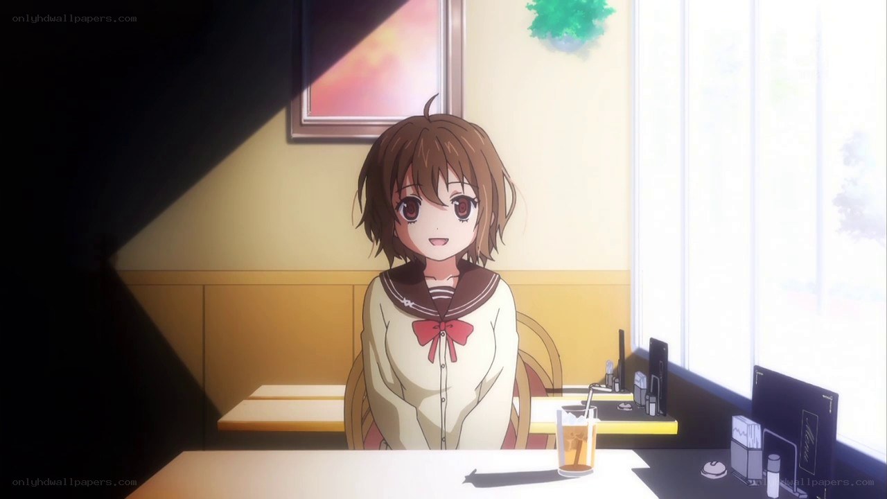 anime girl at cafe table