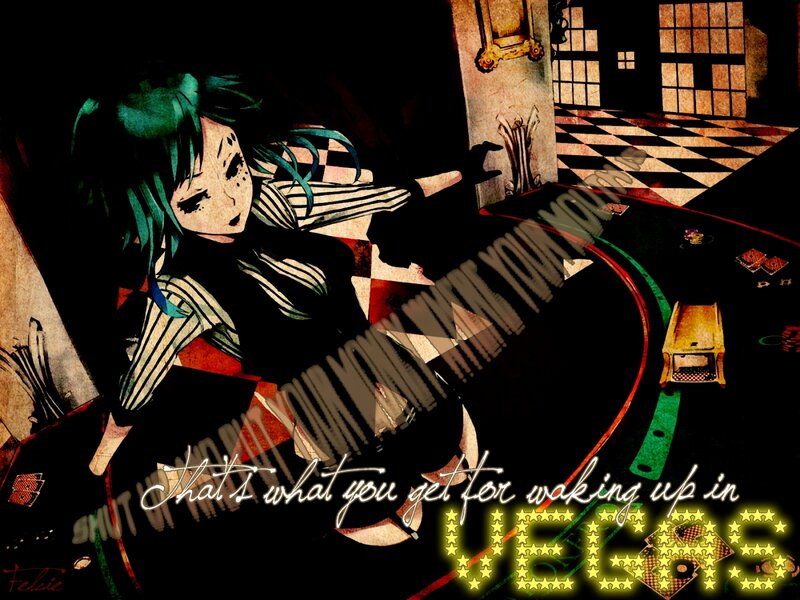 Anime Girl at Casino Table — Black