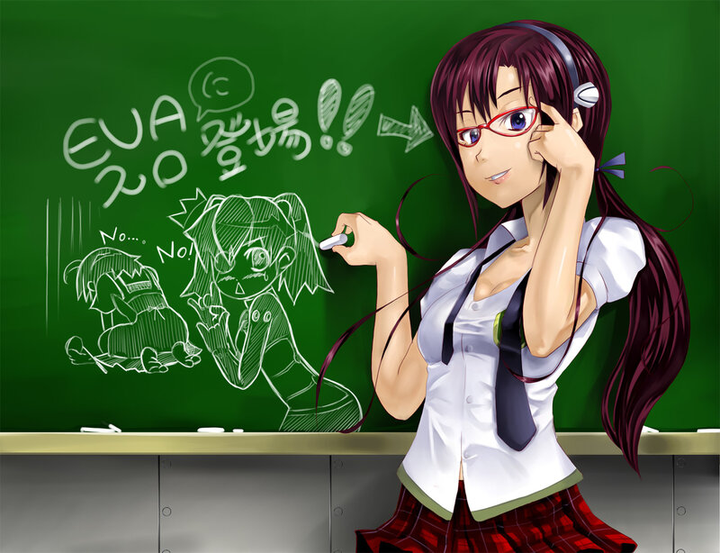 Anime girl at chalkboard