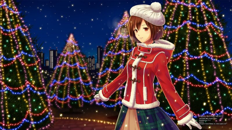 Anime girl at Christmas lights