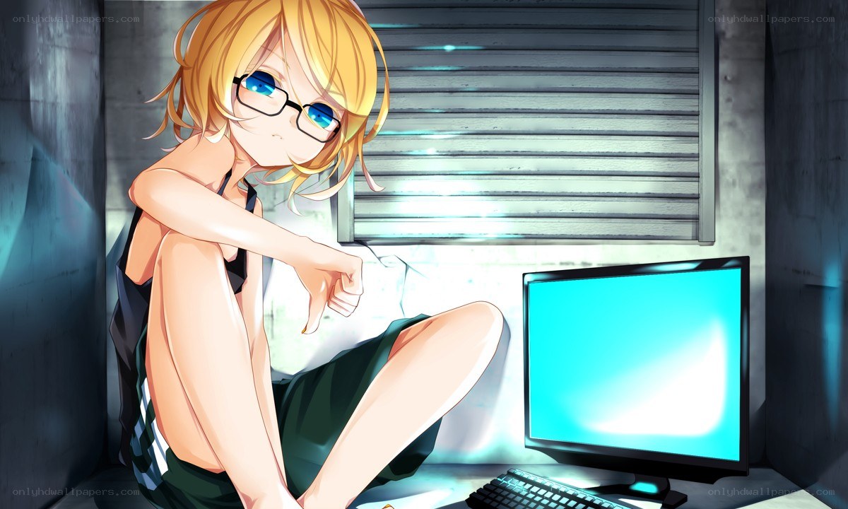 anime girl at computer