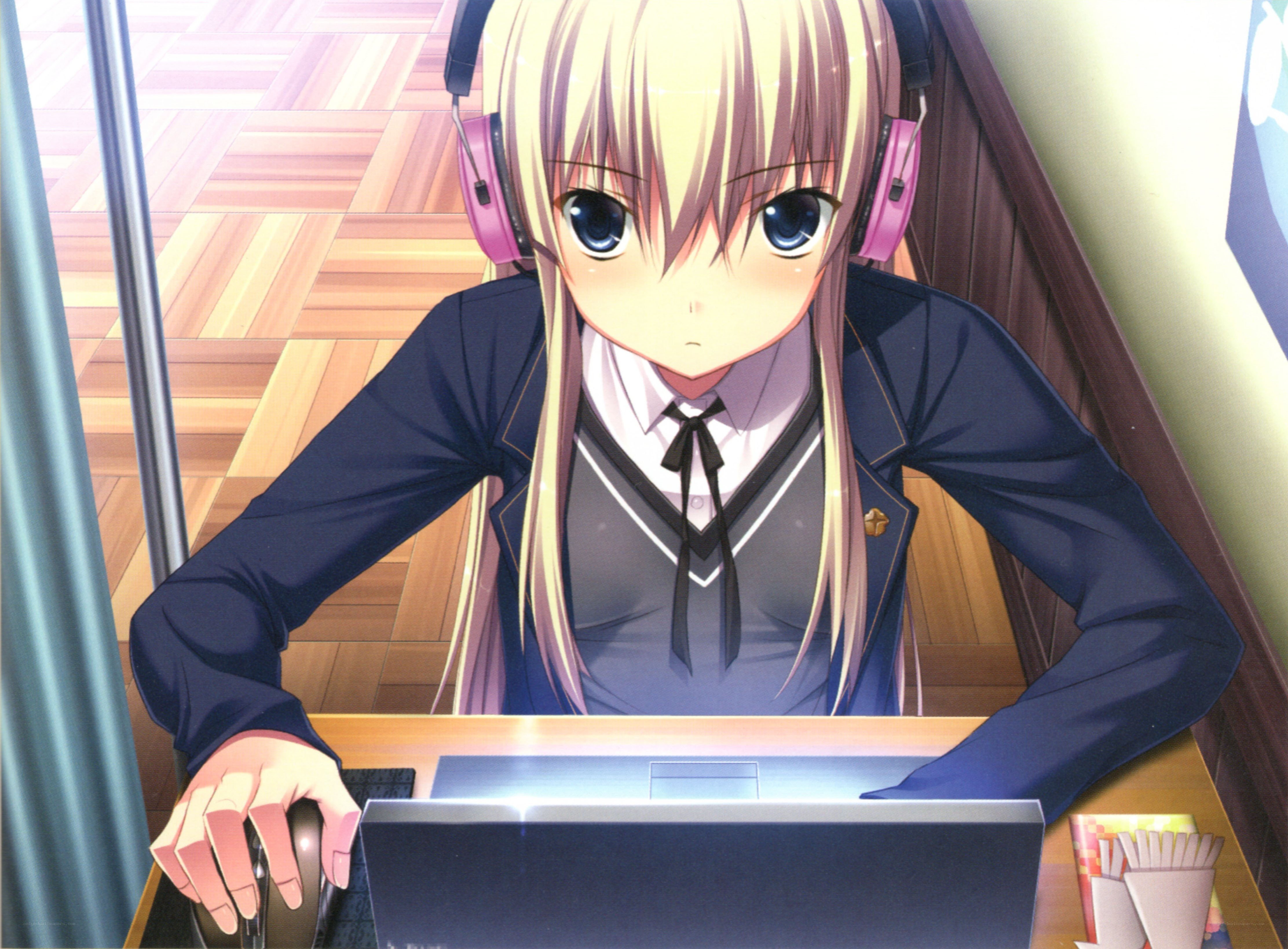 anime girl at computer
