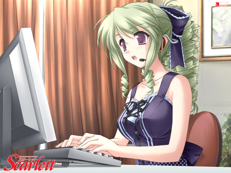 Anime girl at computer