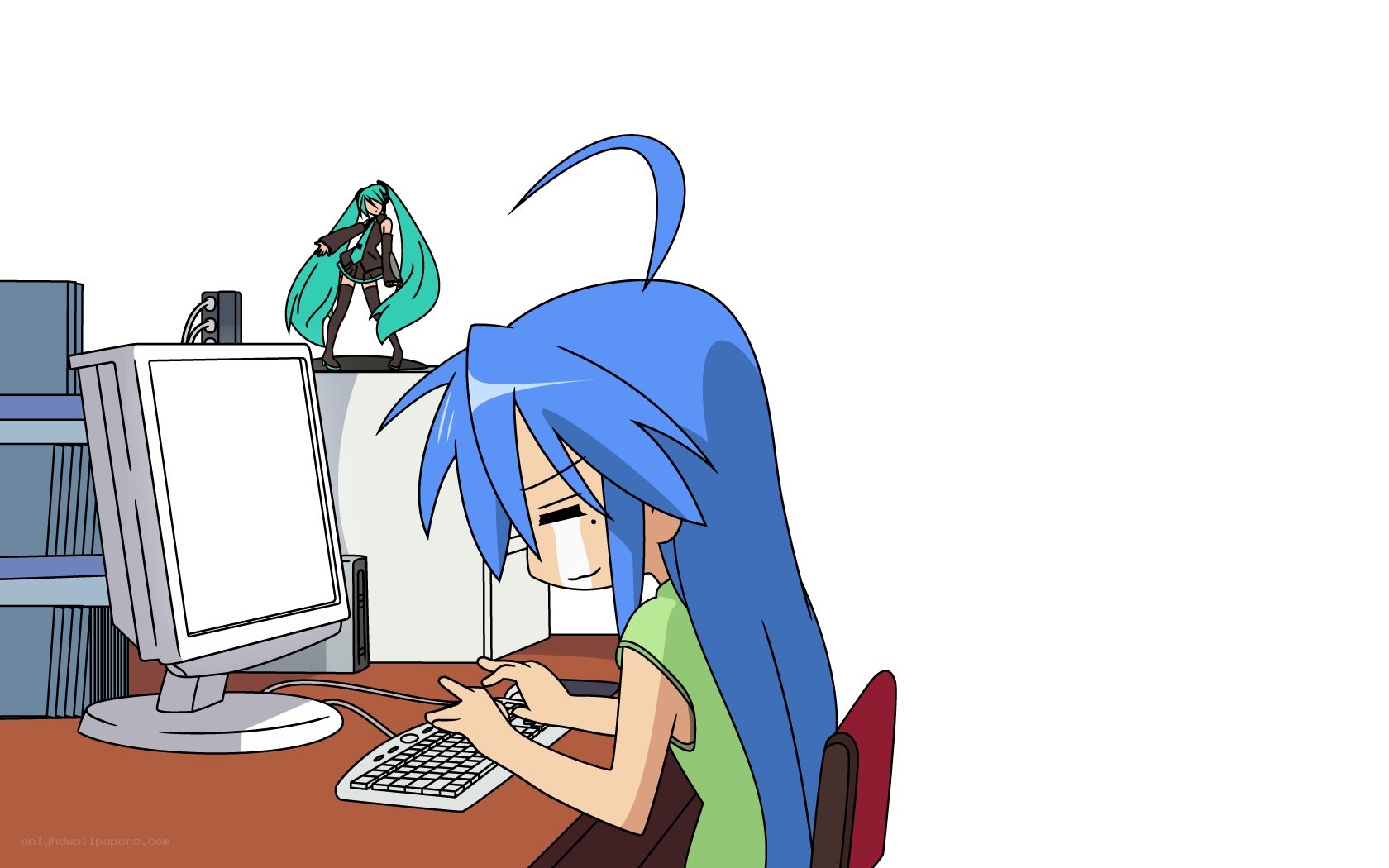 anime girl at computer