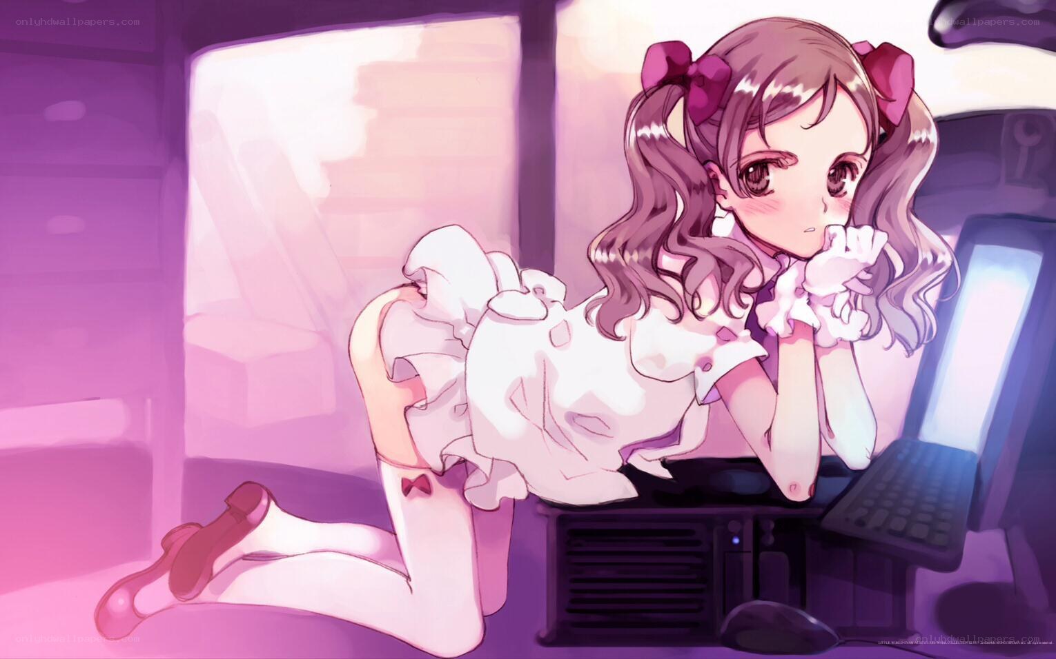 anime girl at computer