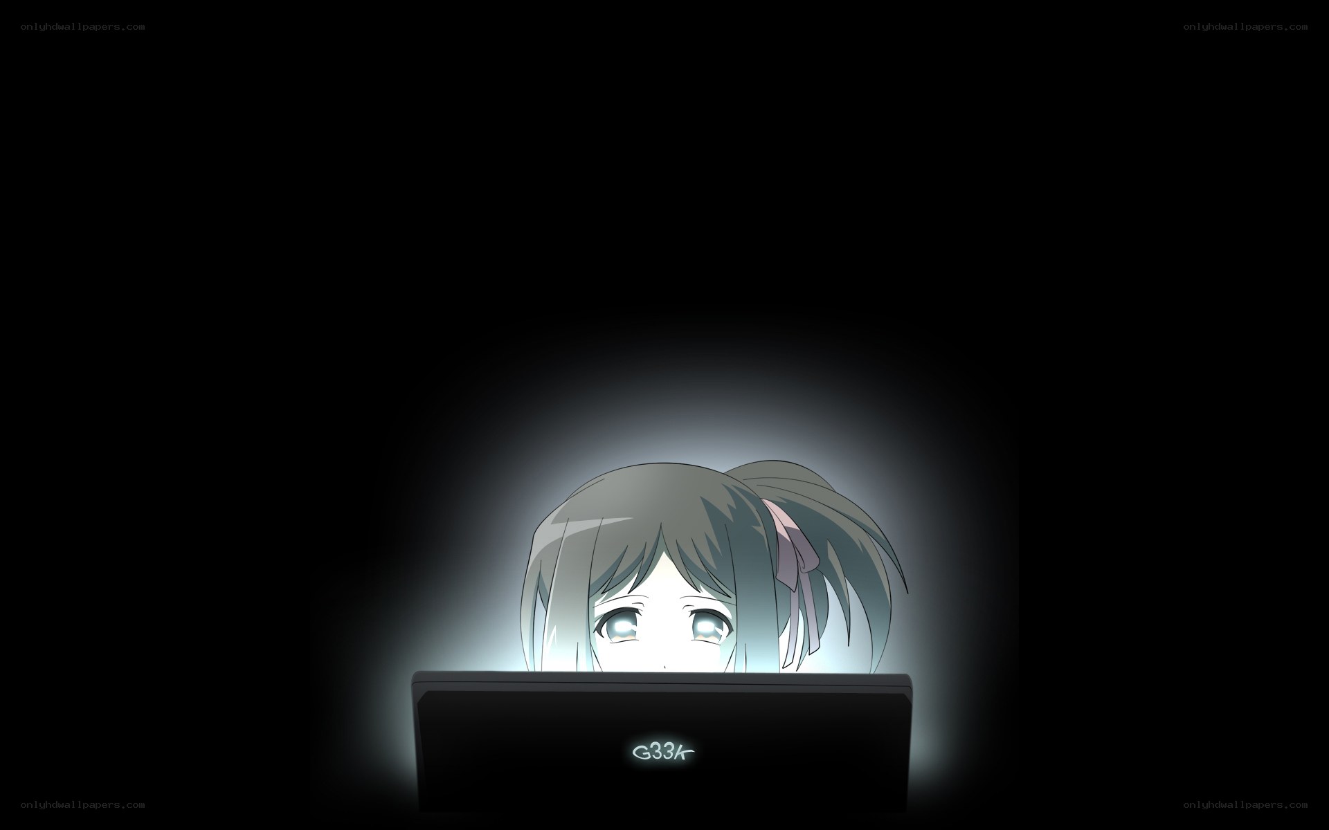 anime girl at computer