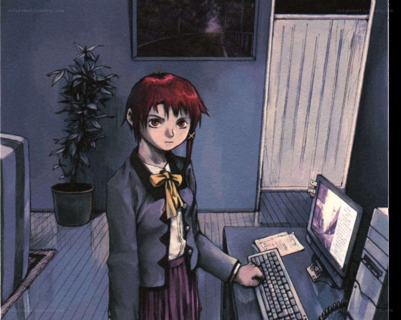 anime girl at computer