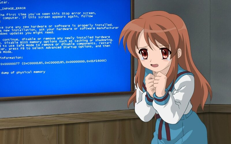 Anime Girl at Computer — Blue, Dramatic, Computer Screen