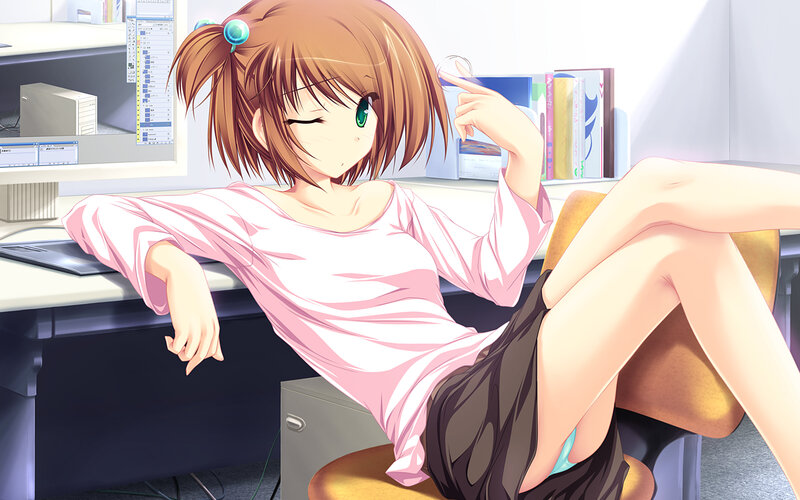 Anime girl at computer desk