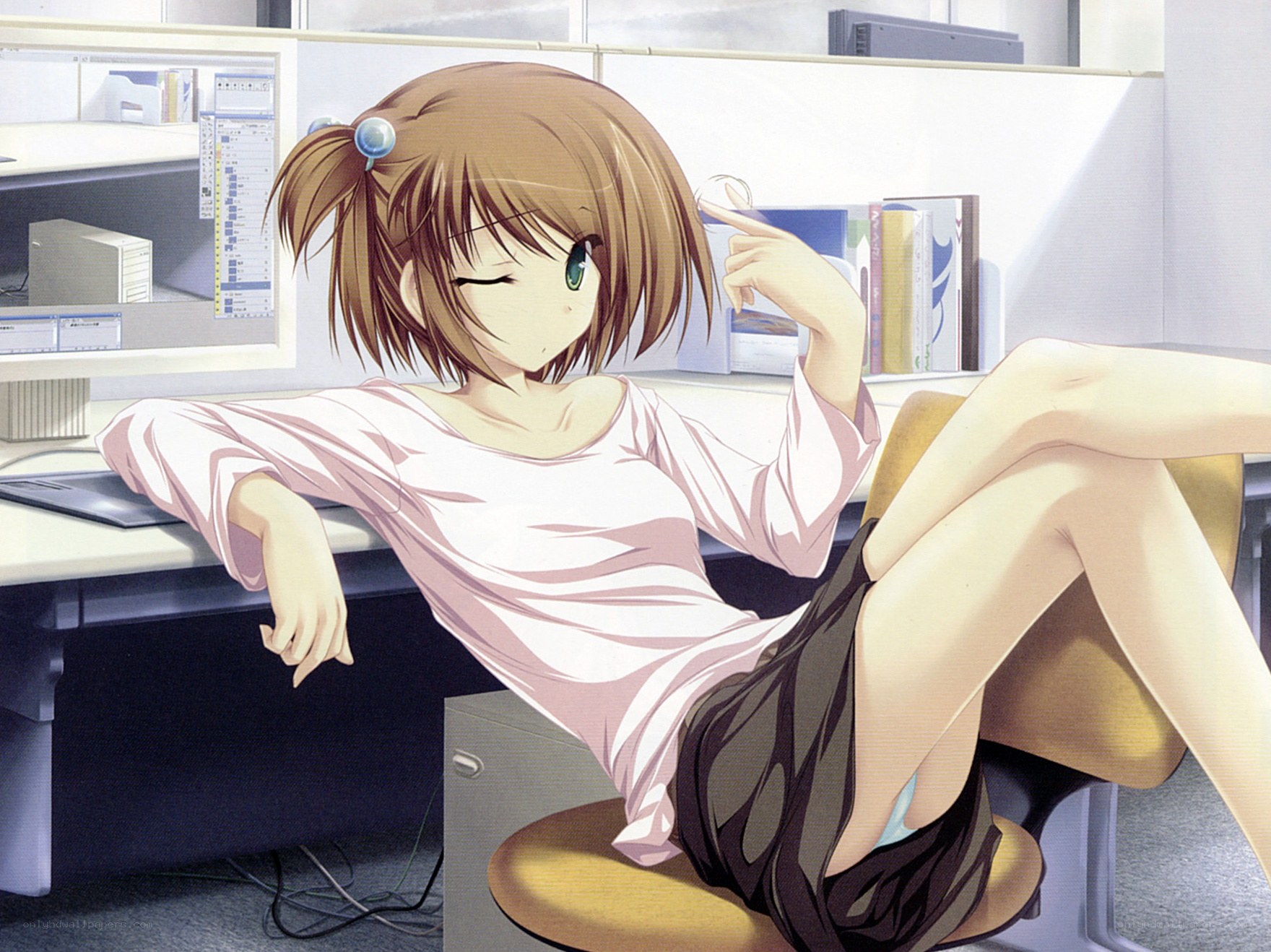 Anime girl at computer desk