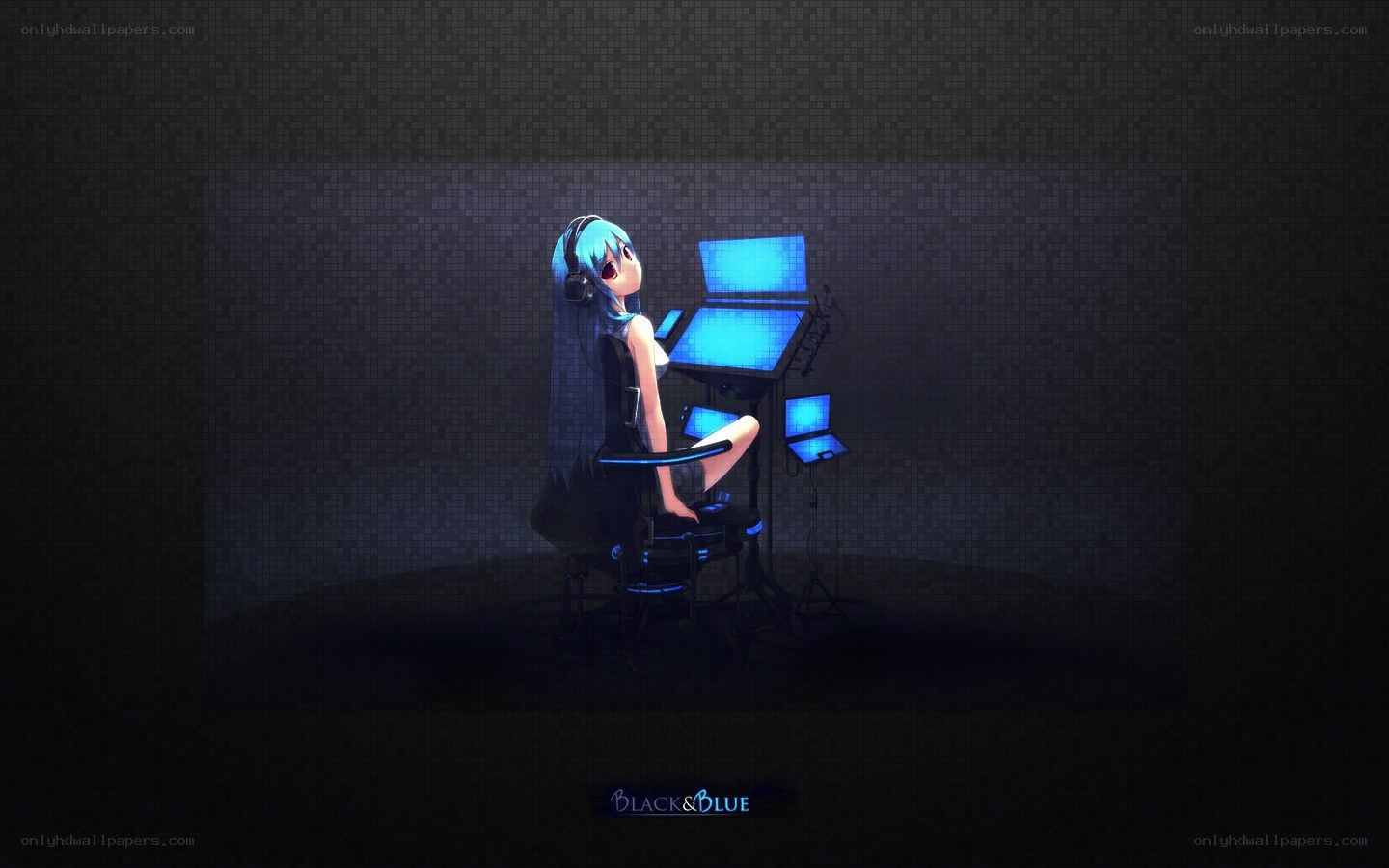 Anime girl at computer station