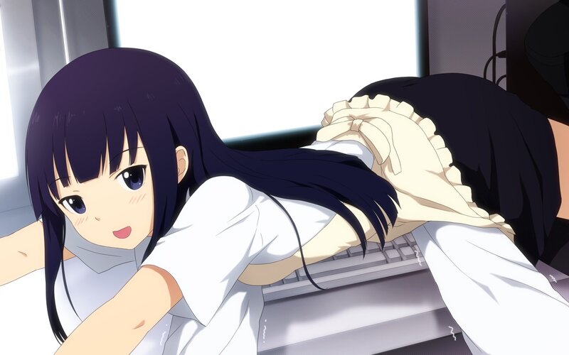 Anime Girl at Computer — White, Calm, Keyboard