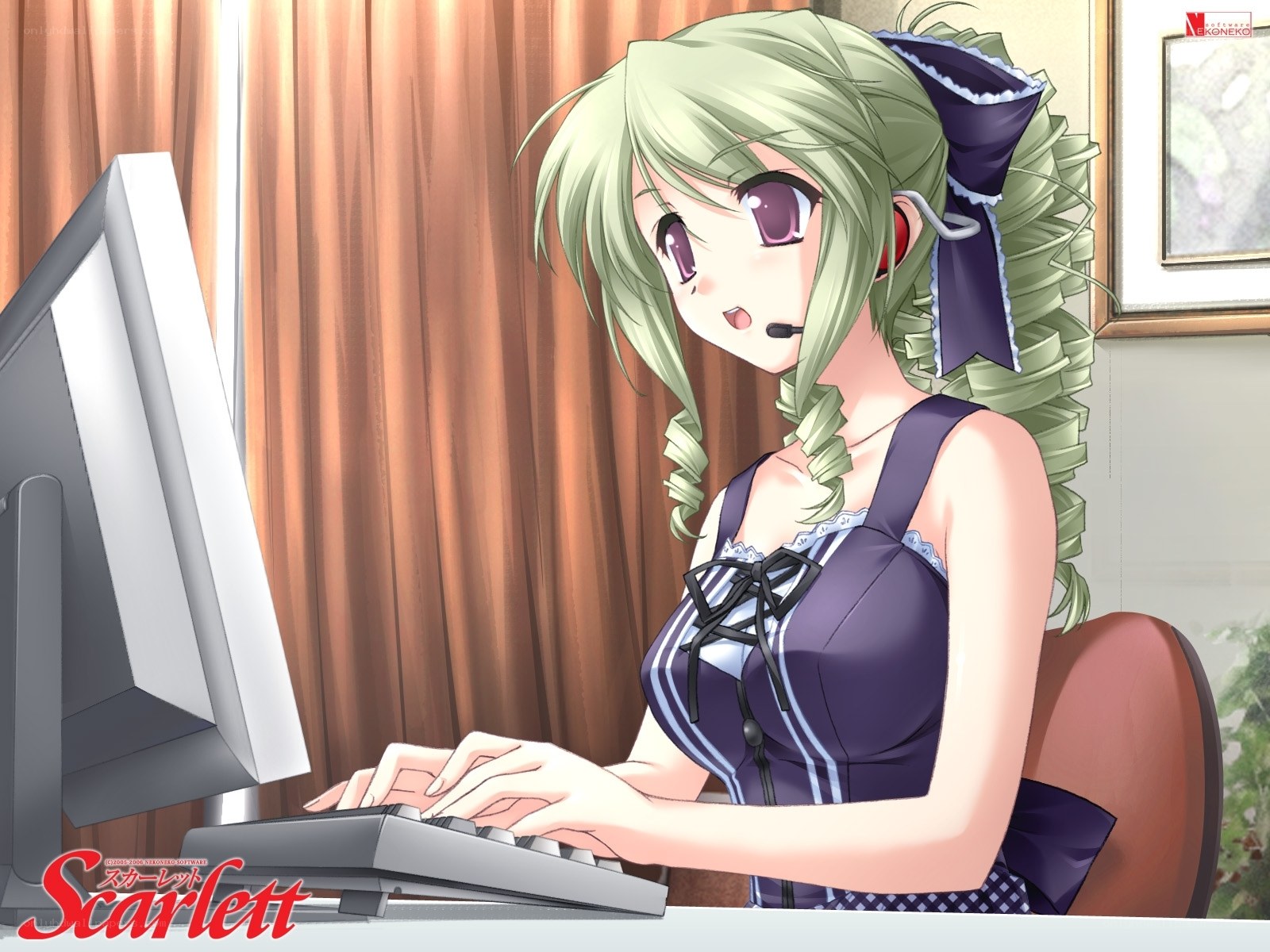 anime girl at computer