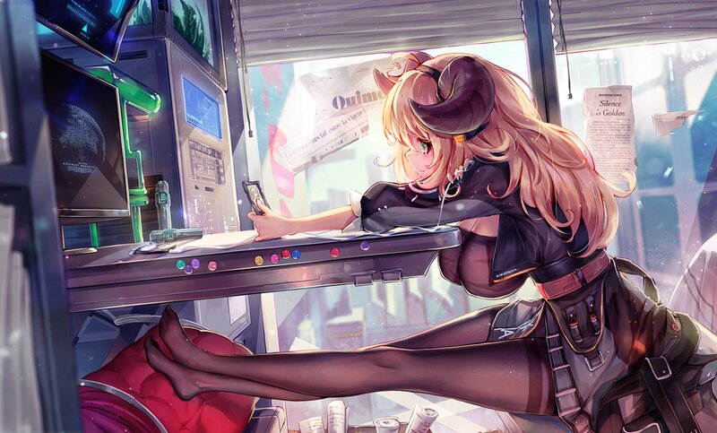 Anime Girl at Console — Pink