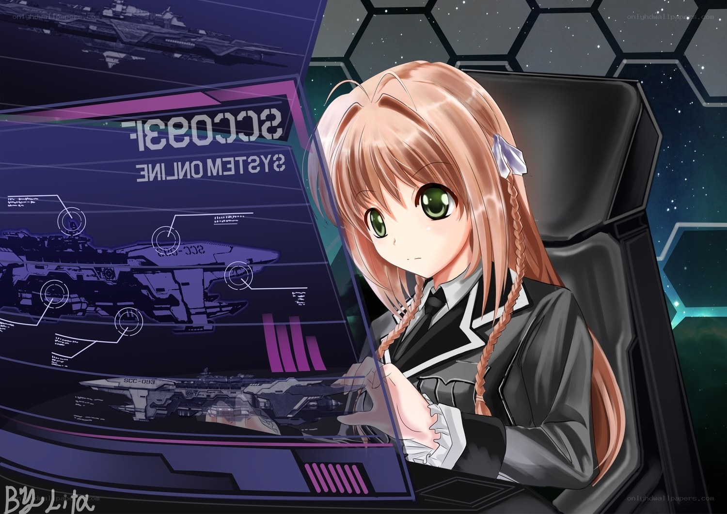 anime girl at control panel