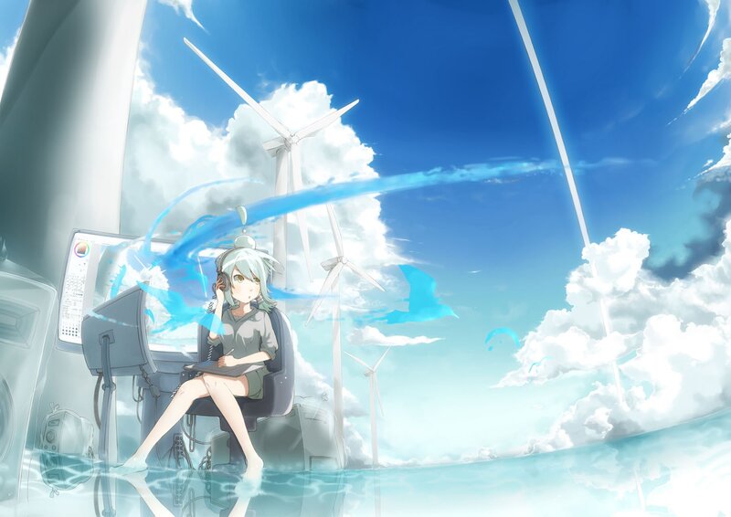 Anime girl at control station