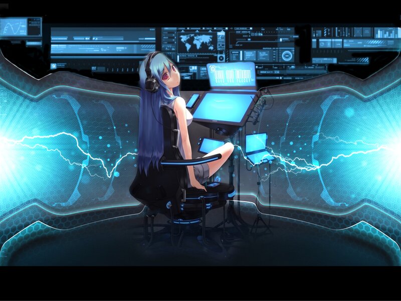 anime girl at control station