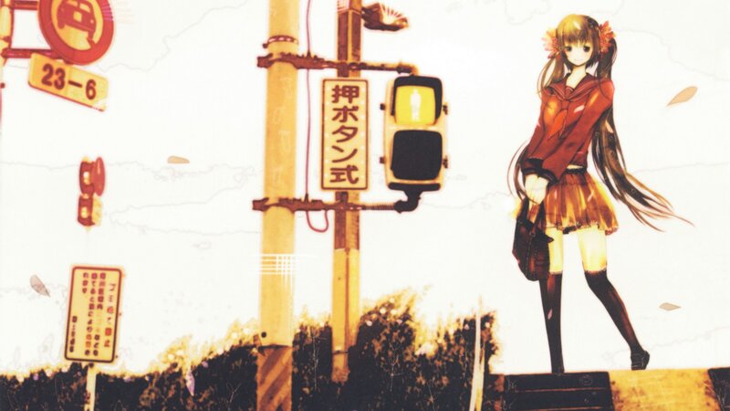 anime girl at crosswalk