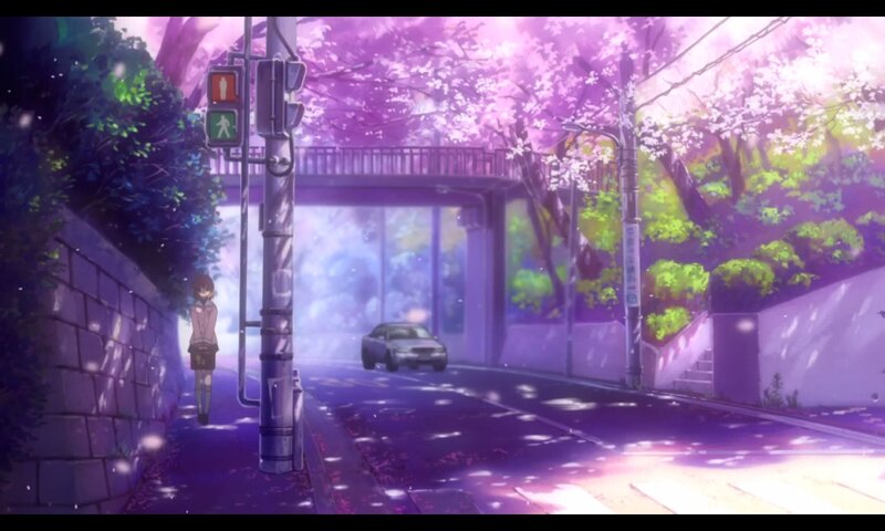 Anime Girl at Crosswalk — Purple