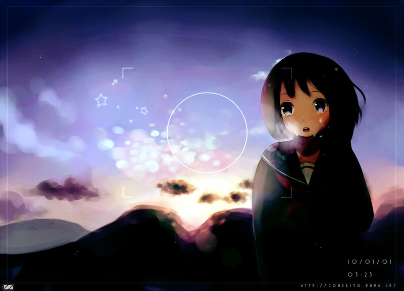 anime girl at dawn