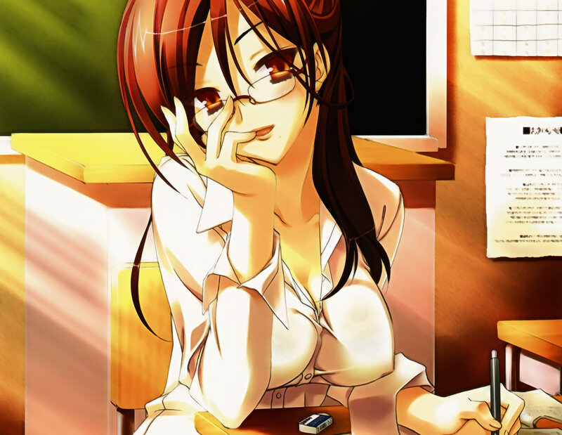 anime girl at desk