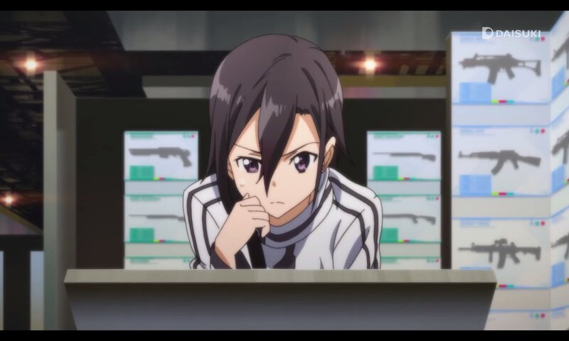 Anime Girl at Desk — Gray