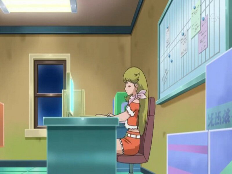 Anime Girl at Desk — Green, Calm