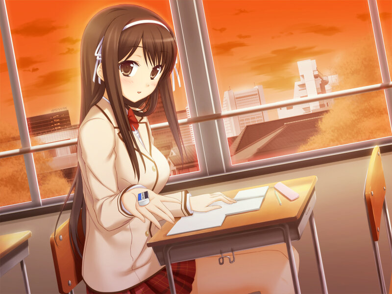 Anime Girl at Desk — Orange