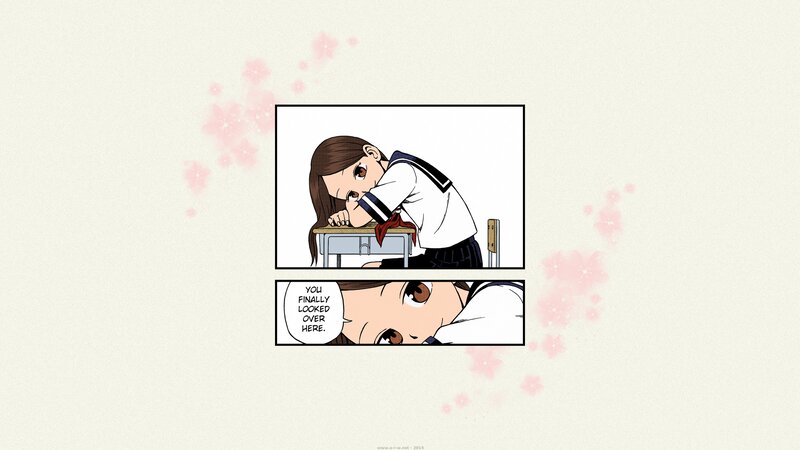 Anime Girl at Desk — White, Calm, Spring