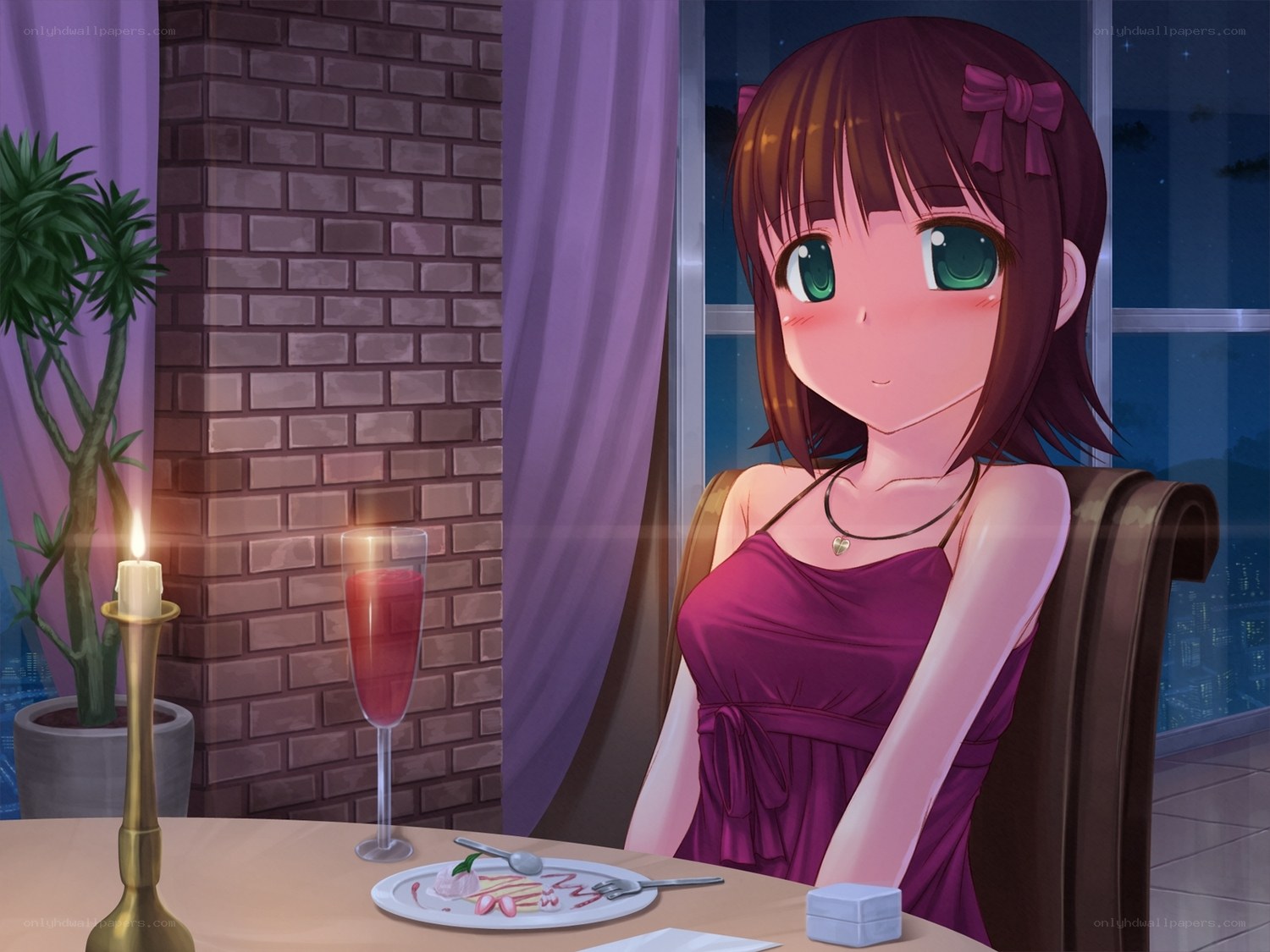 Anime girl at dinner table