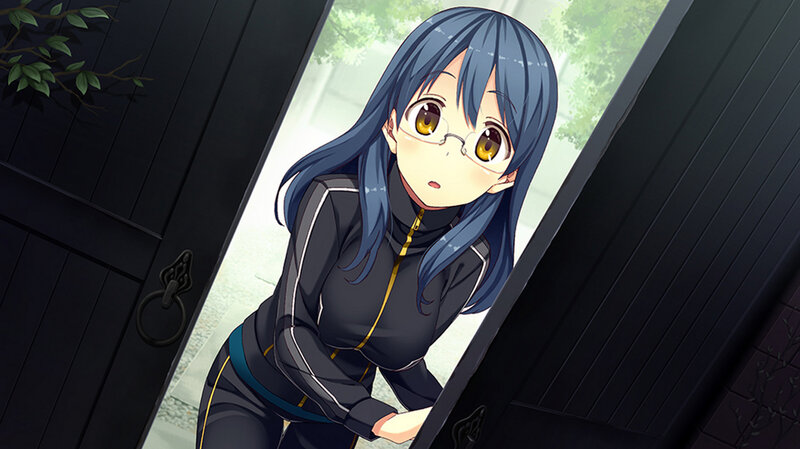 Anime Girl at Door — Blue