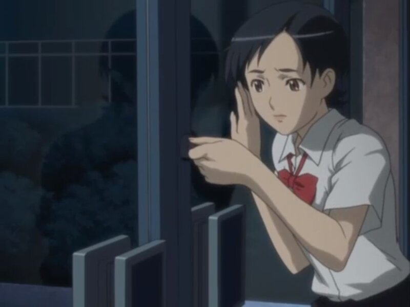 Anime Girl at Door — White