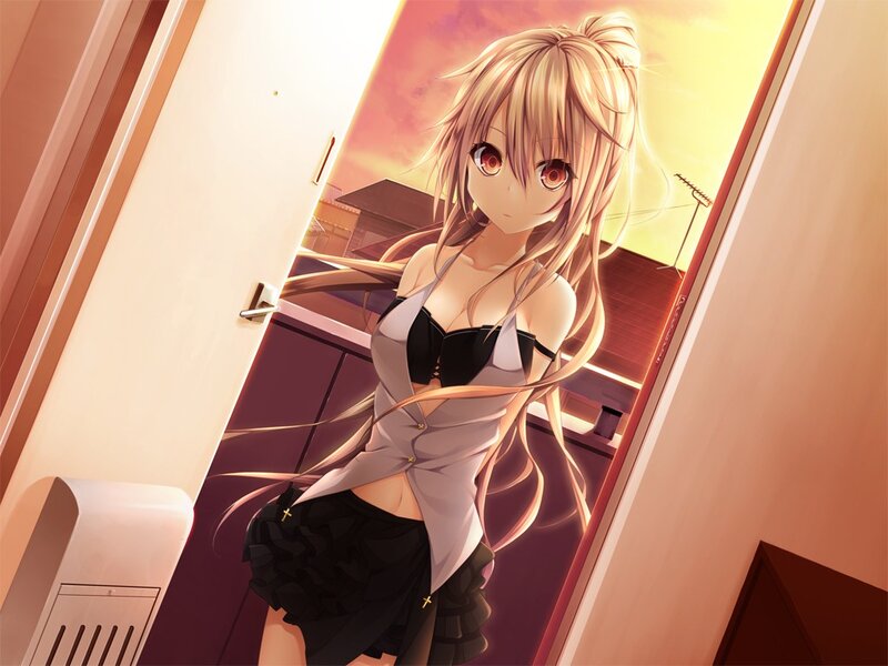 Anime girl at doorway