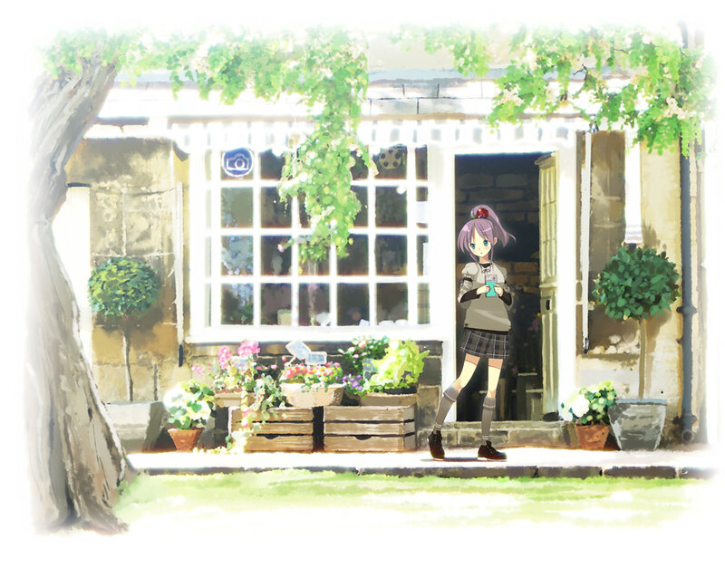Anime girl at flower shop