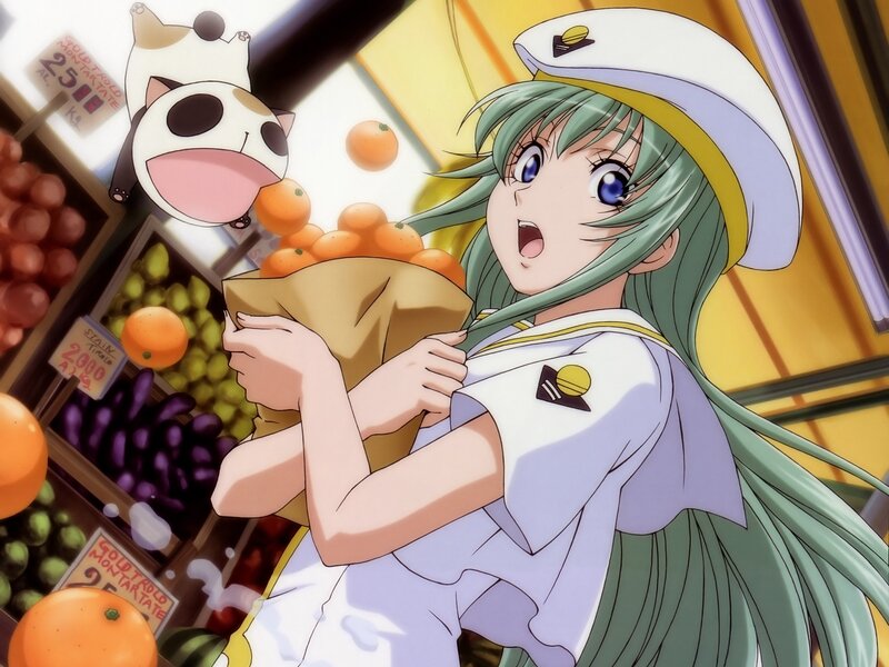 anime girl at fruit market
