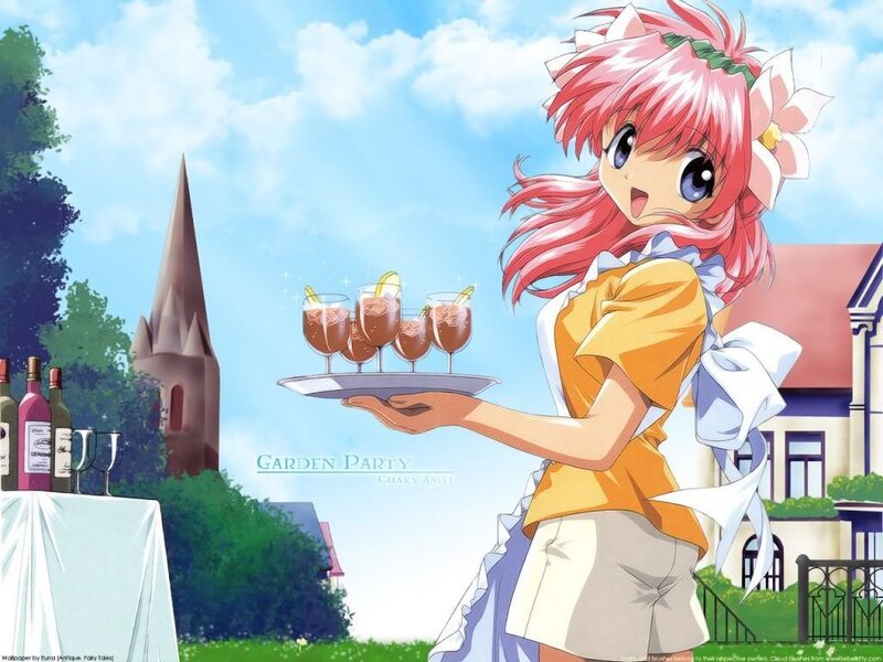 Anime girl at garden party