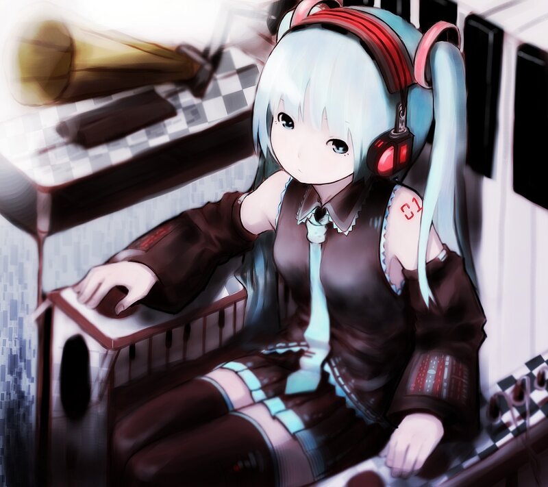 Anime Girl at Keyboard — Brown