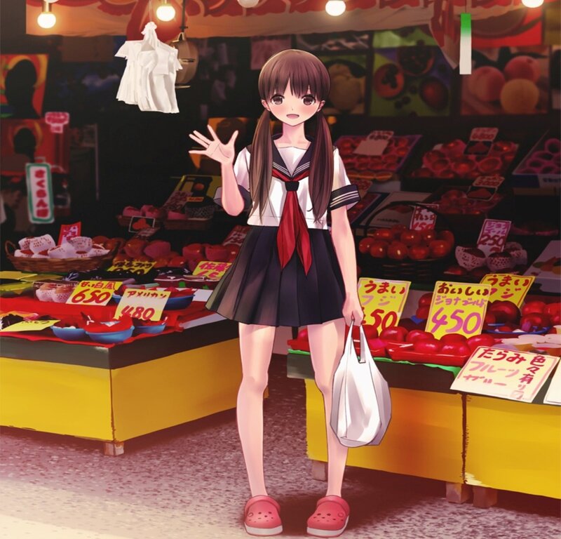 Anime Girl at Market