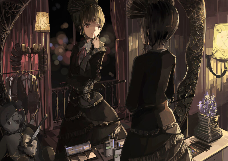 Anime Girl at Mirror