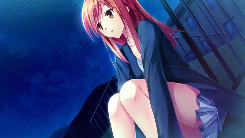 anime girl at night