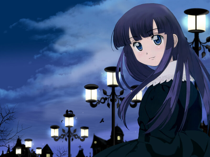 anime girl at night