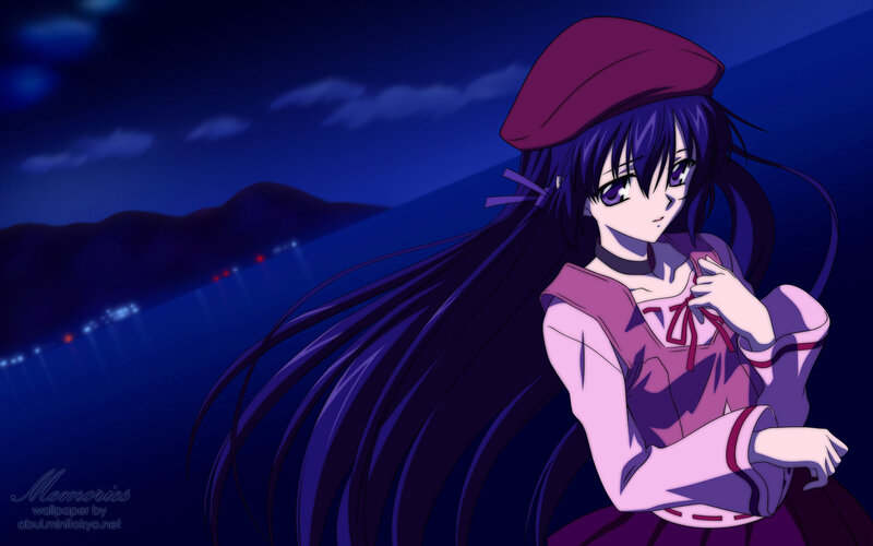 anime girl at night by water