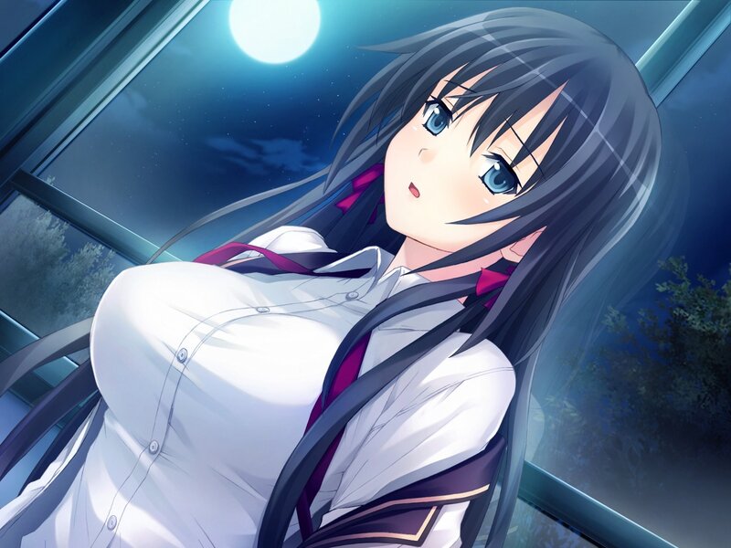 anime girl at night window